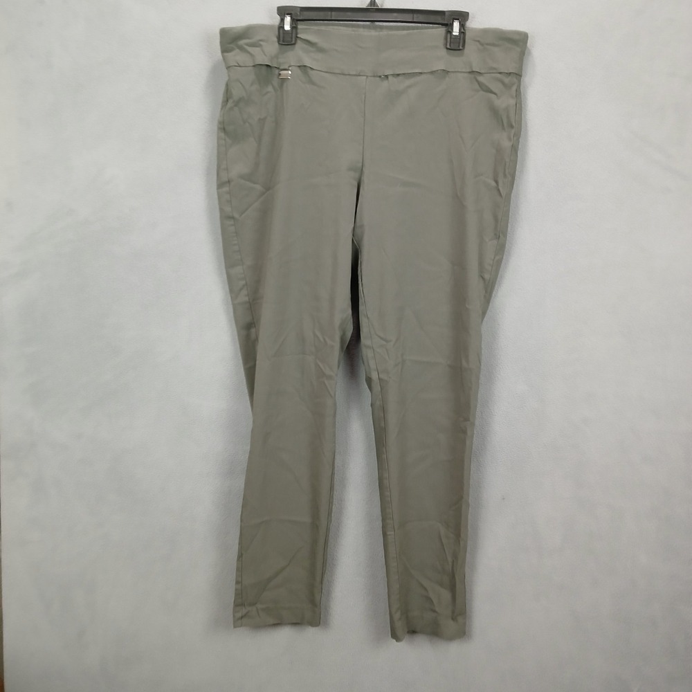 Alfani Pants Womens 18W Pale Green Flat Front Tapered Leg Pull On Casual Wear